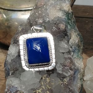 Lapis and Sterling Plated Pendant